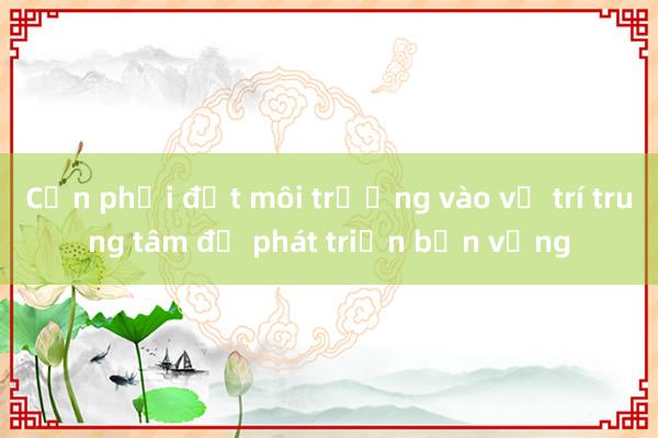 Cần phải đặt môi trường vào vị trí trung tâm để phát triển bền vững